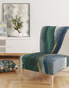 Mettalic Indigo And Gold I - Upholstered Glam Accent Chair