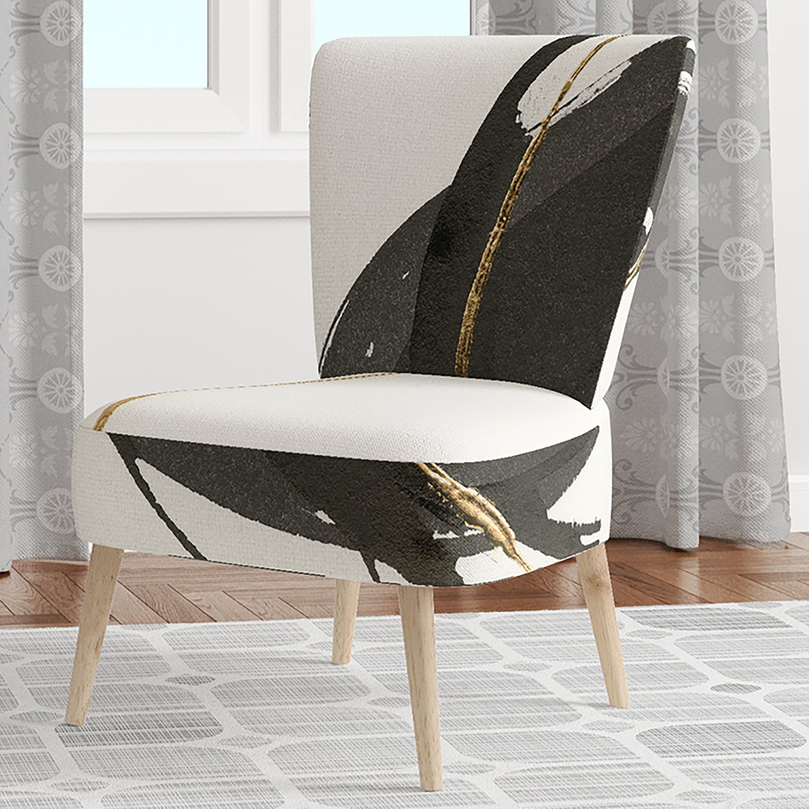 Gold Glamour Circle IV - Upholstered Glam Accent Chair