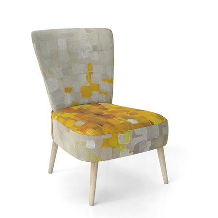 Glam Yellow Explosion Blocks - Upholstered Modern Accent Chair