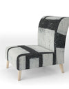 Black And White Labyrinth Geometric - Upholstered Mid-Century Accent Chair