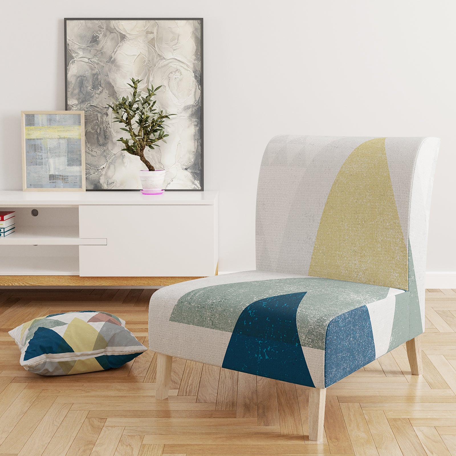 Geometrical Composition Triangles II - Upholstered Modern Accent Chair