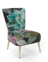 Floral Succulents - Upholstered Traditional Accent Chair