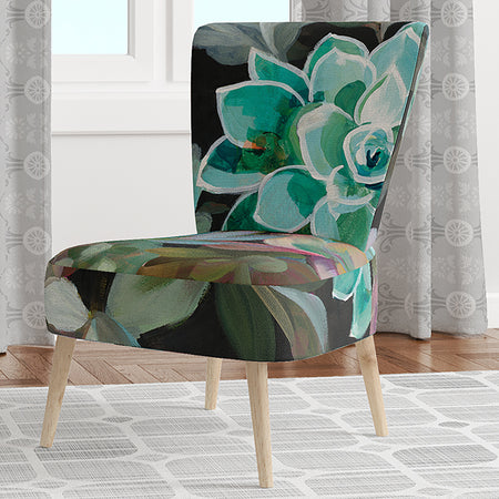 Floral Succulents - Upholstered Traditional Accent Chair