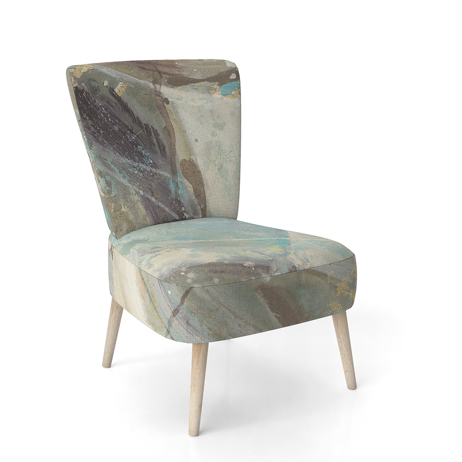 Blue Geometric Water - Upholstered Modern Accent Chair