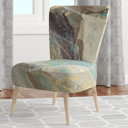 Blue Geometric Water - Upholstered Modern Accent Chair