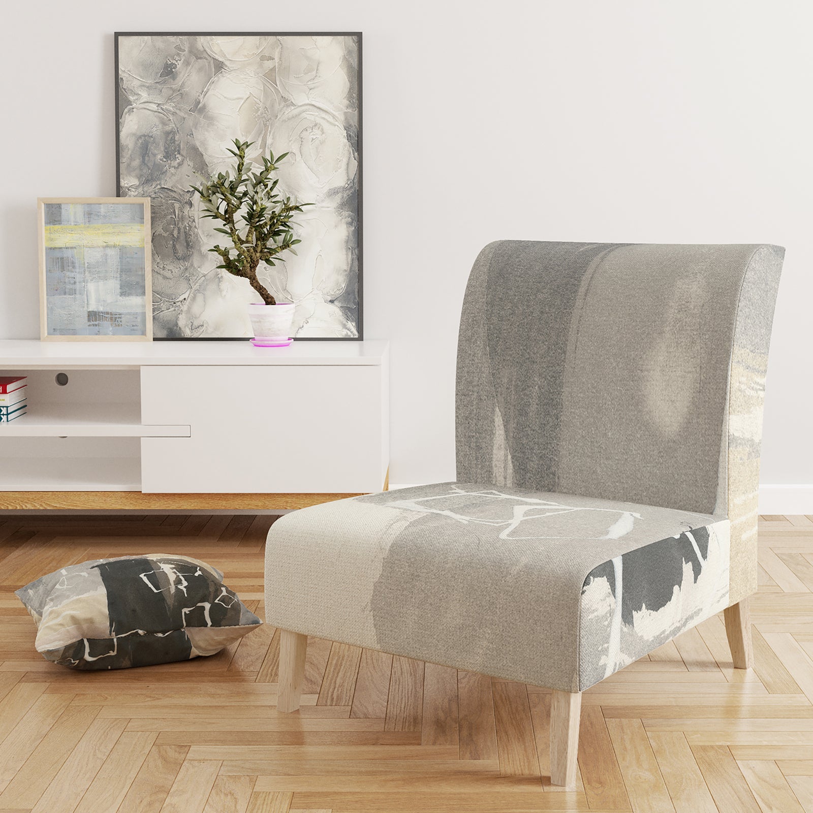 Glam Dancing Shape I - Upholstered Modern Accent Chair