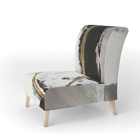 Glam Painted Arcs II - Upholstered Transitional Accent Chair