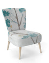 Teal Cherry Blossoms II - Upholstered Tranditional Accent Chair