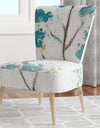 Teal Cherry Blossoms II - Upholstered Tranditional Accent Chair