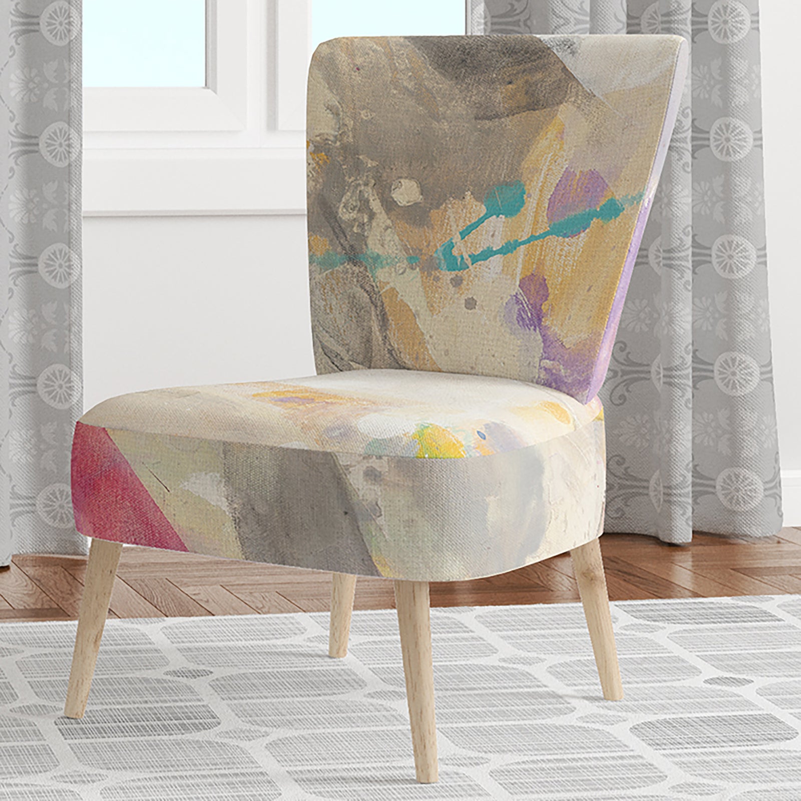 Spring Minimalist Confetti I - Upholstered Modern Accent Chair