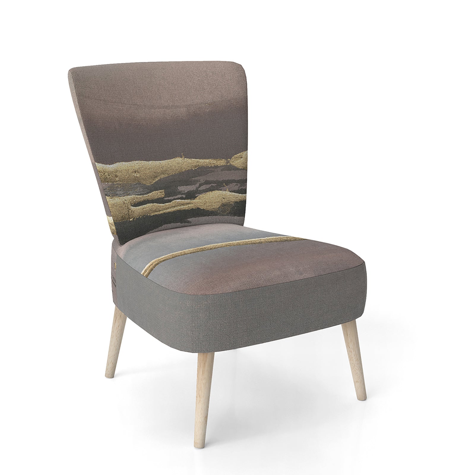 Glamorous Morning Fog I - Upholstered Modern Glam Accent Chair