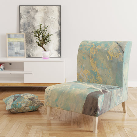 Mineral Landscape In Blue, Cream And Brown - Upholstered Nautical & Coastal Accent Chair