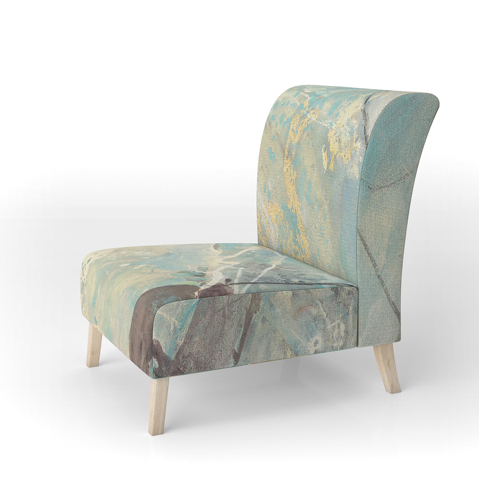 Mineral Landscape In Blue, Cream And Brown - Upholstered Nautical & Coastal Accent Chair