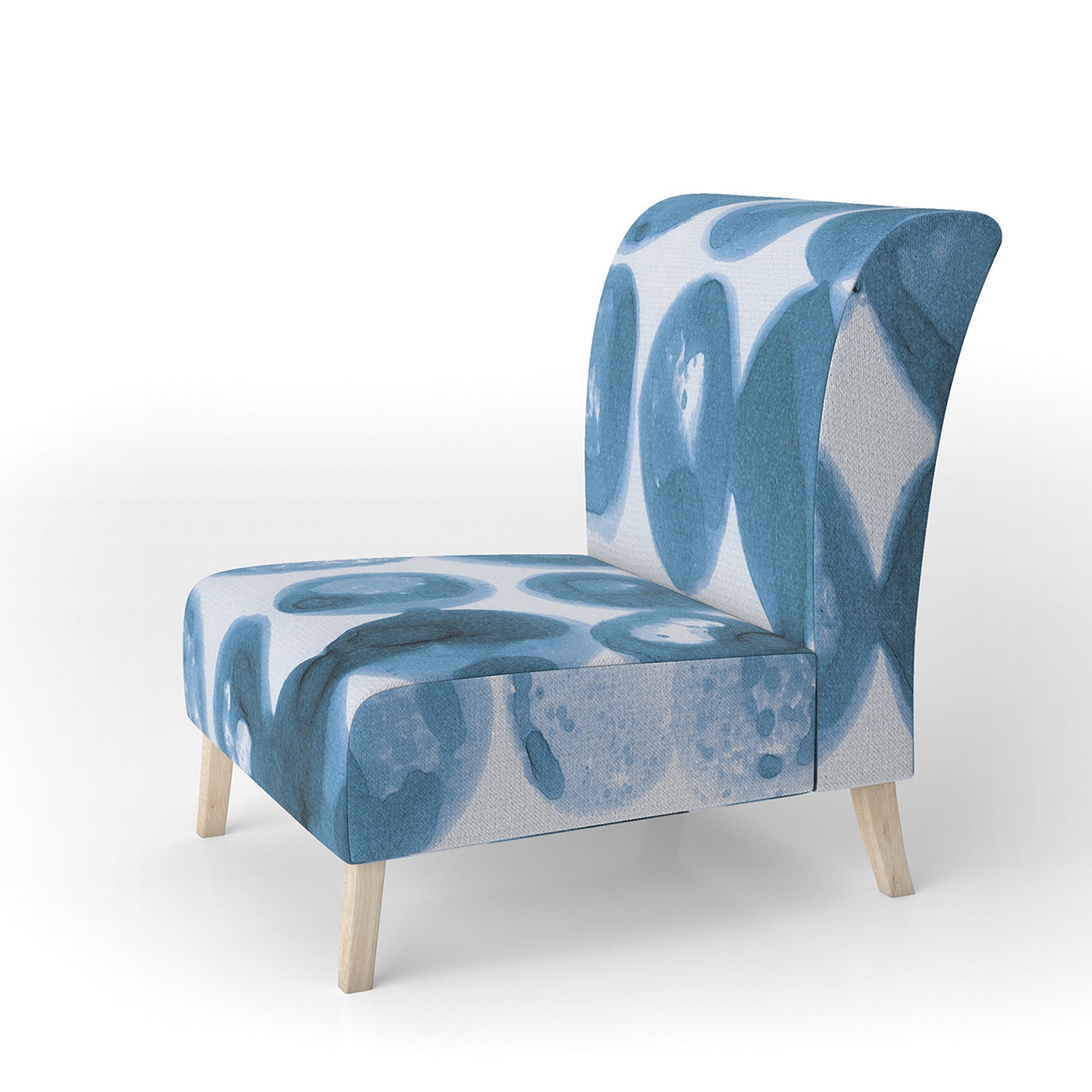 Indigo Watercolor Geometrical VII - Upholstered Contemporary Accent Chair