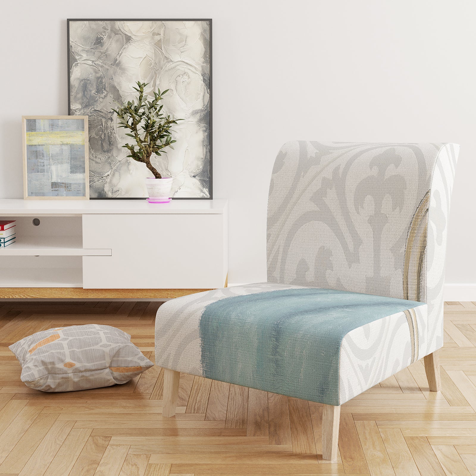 Glam Cosmetics Blue Bag - Upholstered Glam Accent Chair