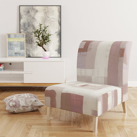 Pink Geometric Form Windows II - Upholstered Transitional Accent Chair
