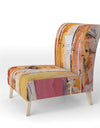 Orange Glam Natural Wood - Upholstered Traditional Accent Chair