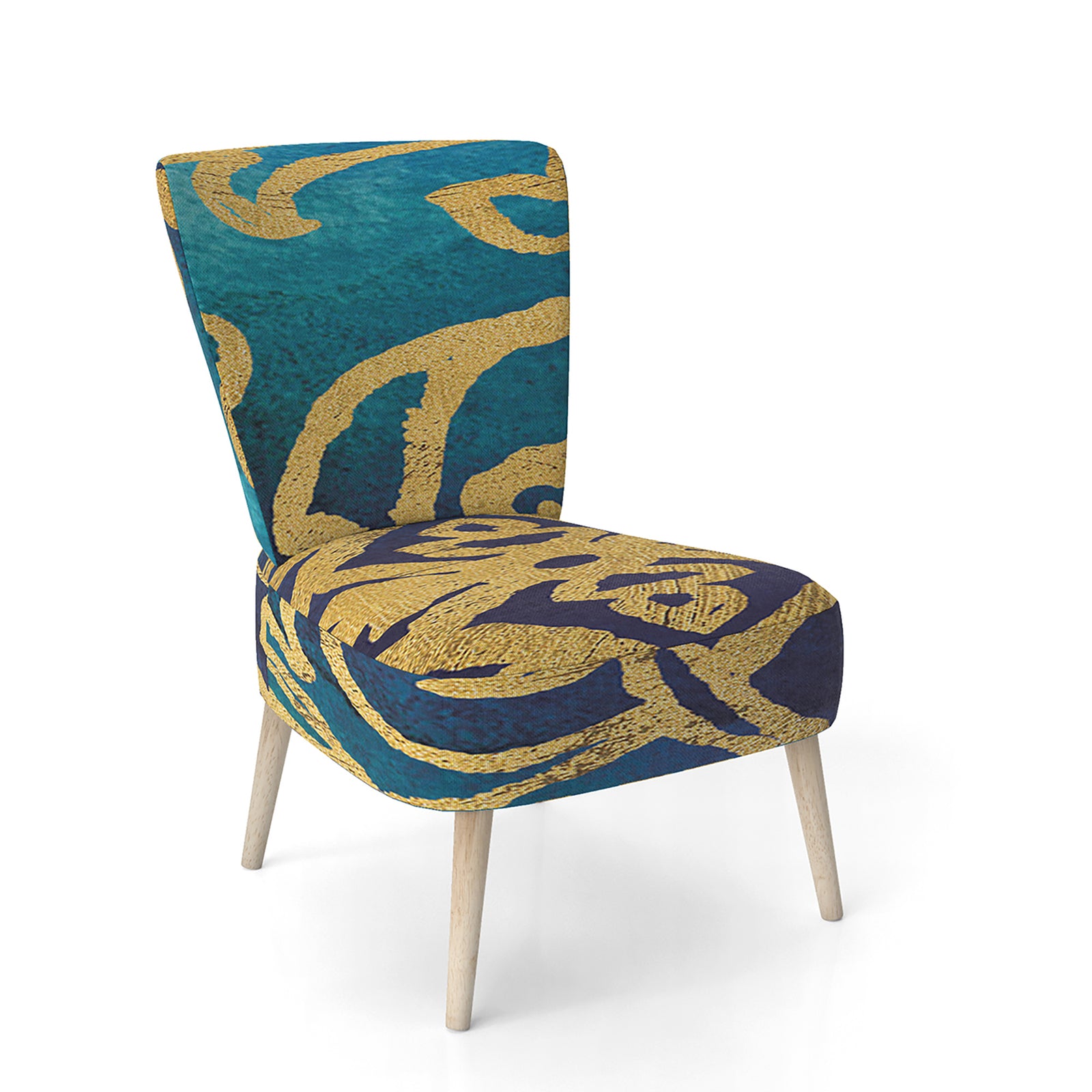 Metallic Glam Indigo Form II - Upholstered Transitional Accent Chair