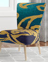 Metallic Glam Indigo Form II - Upholstered Transitional Accent Chair