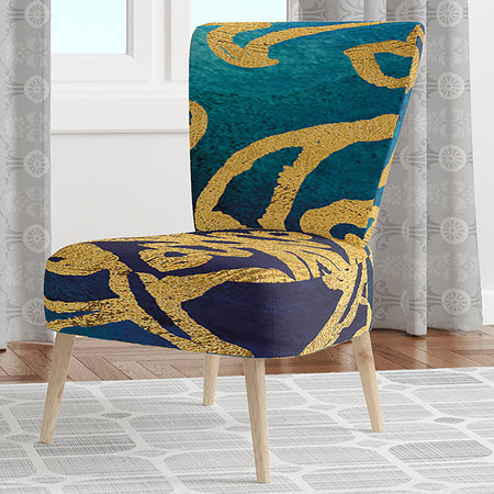 Metallic Glam Indigo Form II - Upholstered Transitional Accent Chair