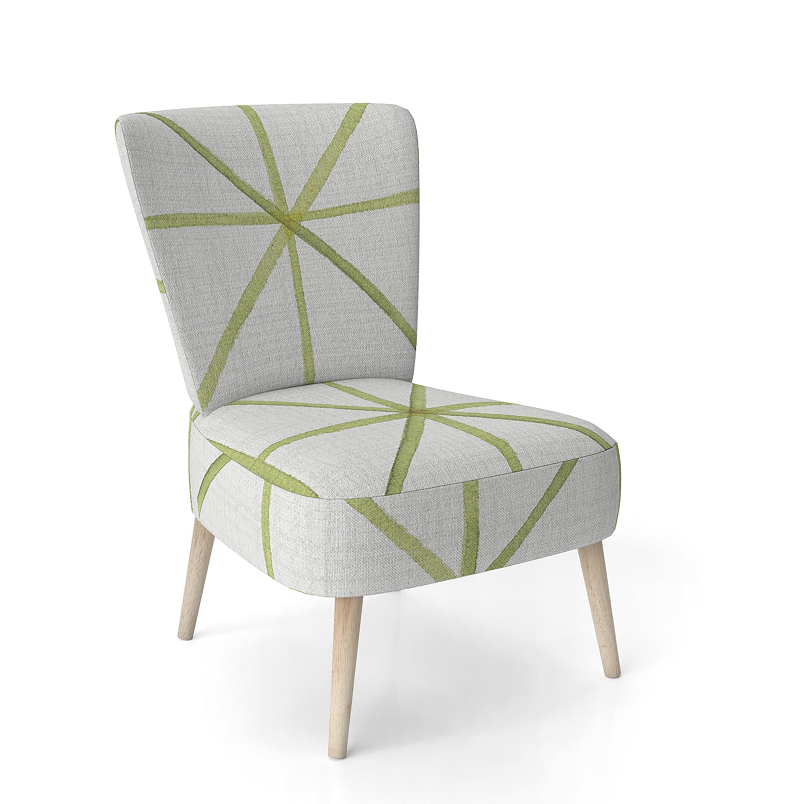 Geometric Green Triangle II - Upholstered Mid-Century Accent Chair