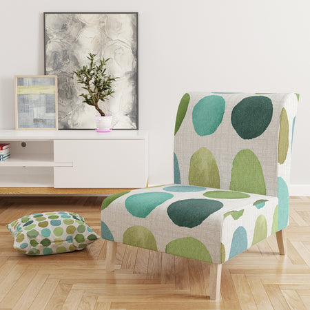 Geometric Green Circle I - Upholstered Mid-Century Accent Chair