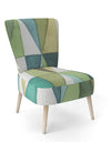 Geometric Green Triangle III - Upholstered Mid-Century Accent Chair