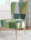 Geometric Green Triangle III - Upholstered Mid-Century Accent Chair