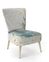 Damask Painted Gilded Feather On Blue - Upholstered Nautical & Coastal Accent Chair