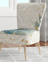 Damask Painted Gilded Feather On Blue - Upholstered Nautical & Coastal Accent Chair