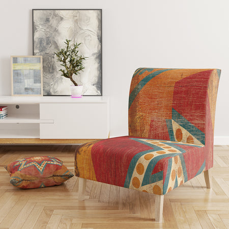 Moroccan Orange Tiles Collage I - Upholstered Bohemian Chic Accent Chair