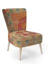 Moroccan Orange Tiles Collage II - Upholstered Bohemian Chic Accent Chair