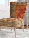 Moroccan Orange Tiles Collage II - Upholstered Bohemian Chic Accent Chair