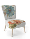 Cottage Bird On Orange Flower Twig - Upholstered Traditional Accent Chair