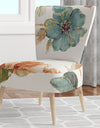 Cottage Bird On Orange Flower Twig - Upholstered Traditional Accent Chair