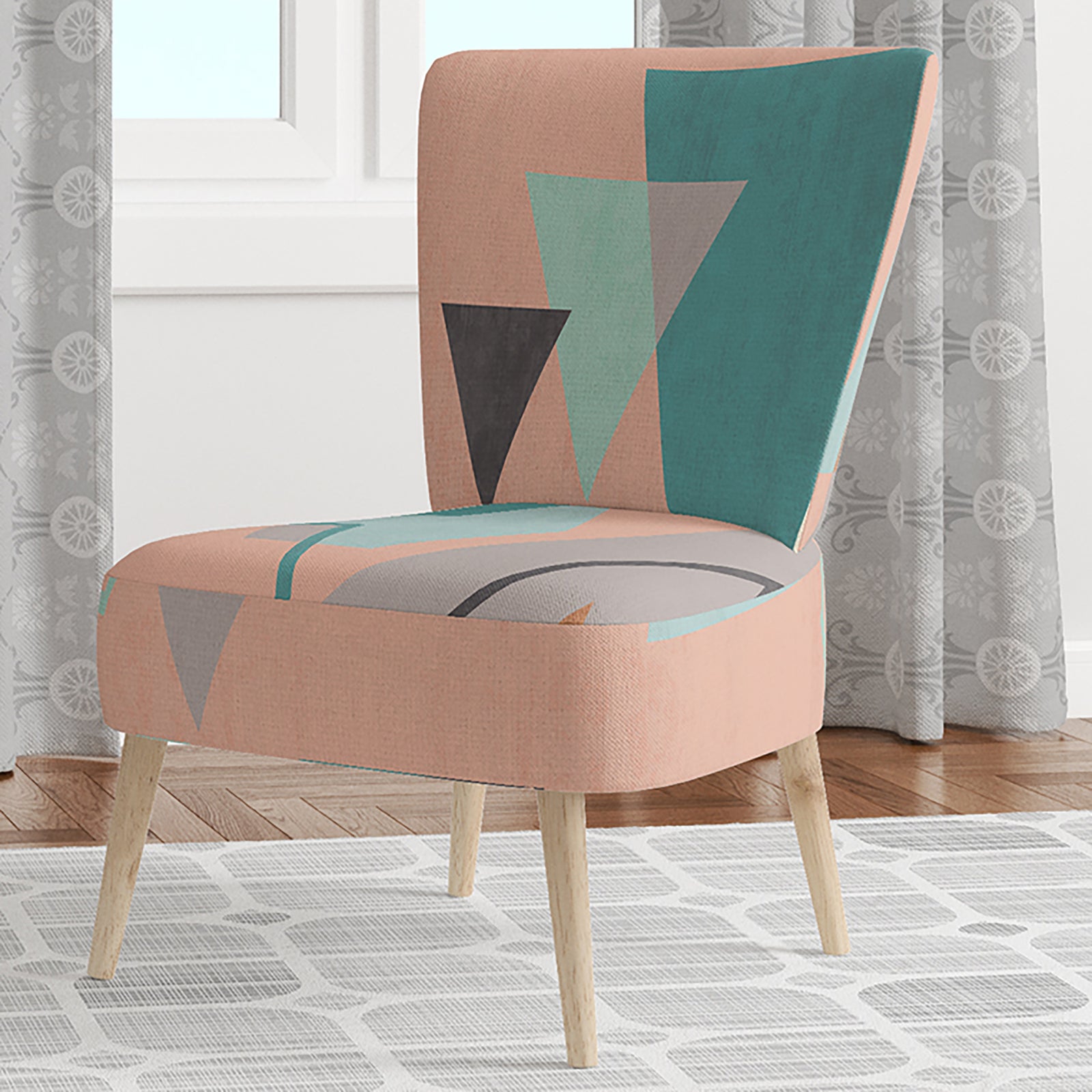 Geometric Hexagons Pattern I - Upholstered Transitional Accent Chair