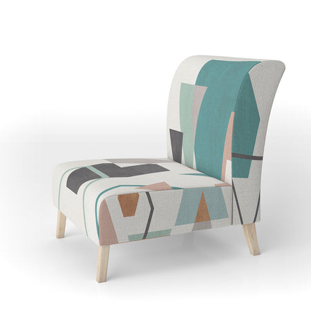 Geometric Hexagons Pattern VI - Upholstered Transitional Accent Chair