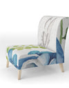 Blue Columbine Flowers With Butterfly - Upholstered Cabin & Lodge Accent Chair