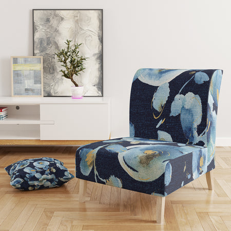 Indigold Metallic Flower Pattern - Upholstered Floral Accent Chair