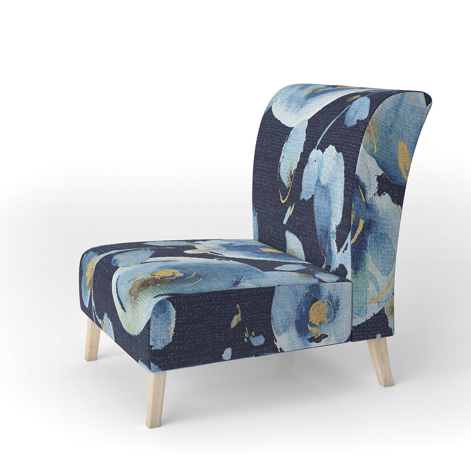 Indigold Metallic Flower Pattern - Upholstered Floral Accent Chair