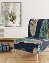 Indigold Metallic Feathers Pattern - Upholstered Floral Accent Chair