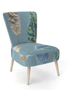 Indigold Feathers Turquoise Pattern - Upholstered Floral Accent Chair