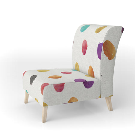 Orange Blue And Purple Polka Dot Pattern - Upholstered Transitional Accent Chair