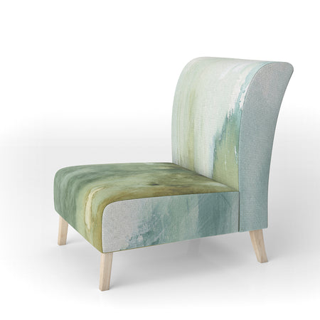 Abstract Watercolor Green House - Upholstered Modern Accent Chair