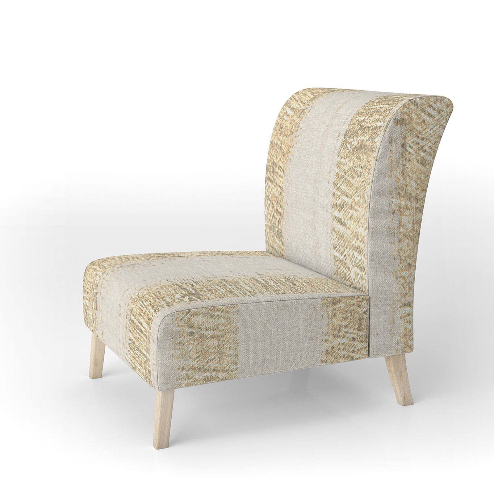 Gold Glam Stipes Pattern - Upholstered Modern Glam Accent Chair