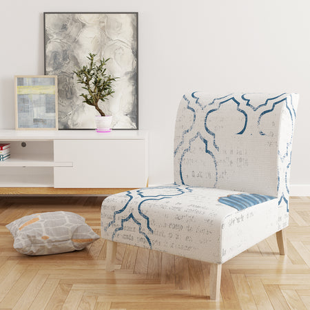 Navy Blue Scallop Shell - Upholstered Nautical & Coastal Accent Chair