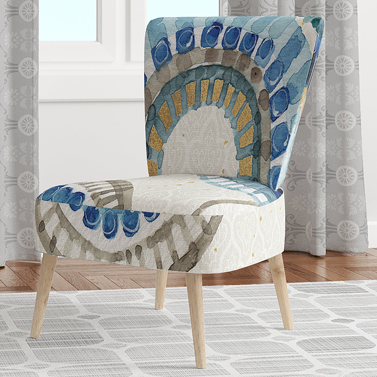 Modern Gold Timetable II - Upholstered Mid-Century Accent Chair