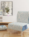 Blue Damask Feather - Upholstered Farmhouse Accent Chair