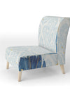 Blue Damask Feather - Upholstered Farmhouse Accent Chair