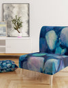 Abstract Blue Flower Petals - Upholstered Traditional Accent Chair